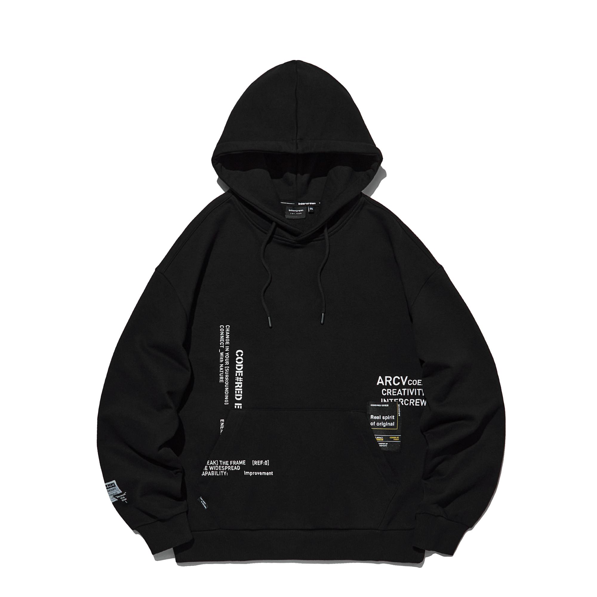 Intercrew [24Ss] Label Layering Hoodie Pullover Black Ity1Th01Abk Black/100