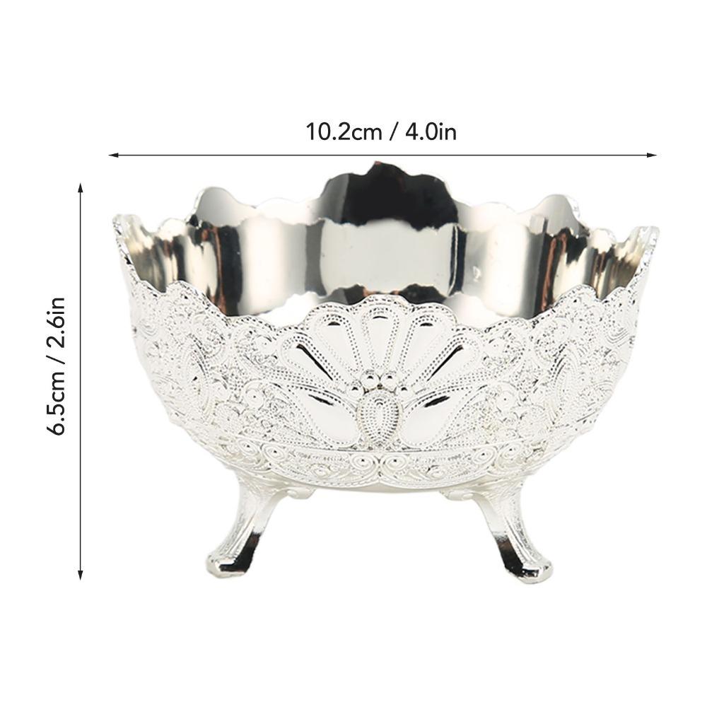 Footed Alloy Fruit Bowl Silver Metal Serving Bowl Living Room Table Decoration