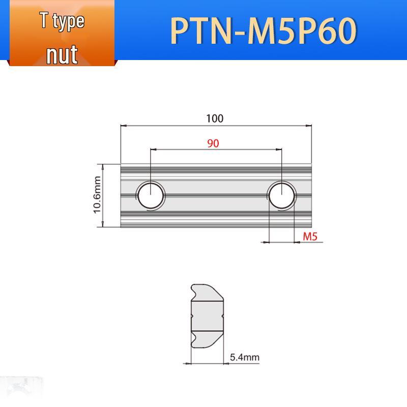 Leidun Euro Standard Aluminum Profile T-Nut Slider PTN-M4-M6, High Wear Resistance.