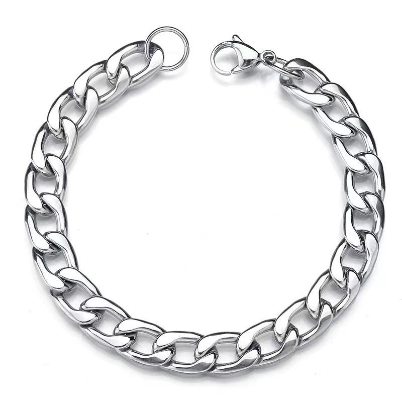 Unisex Titanium Steel Cuban Chain Bracelet - Non-fading, Simple & Trendy Hip-Hop Style for Couples