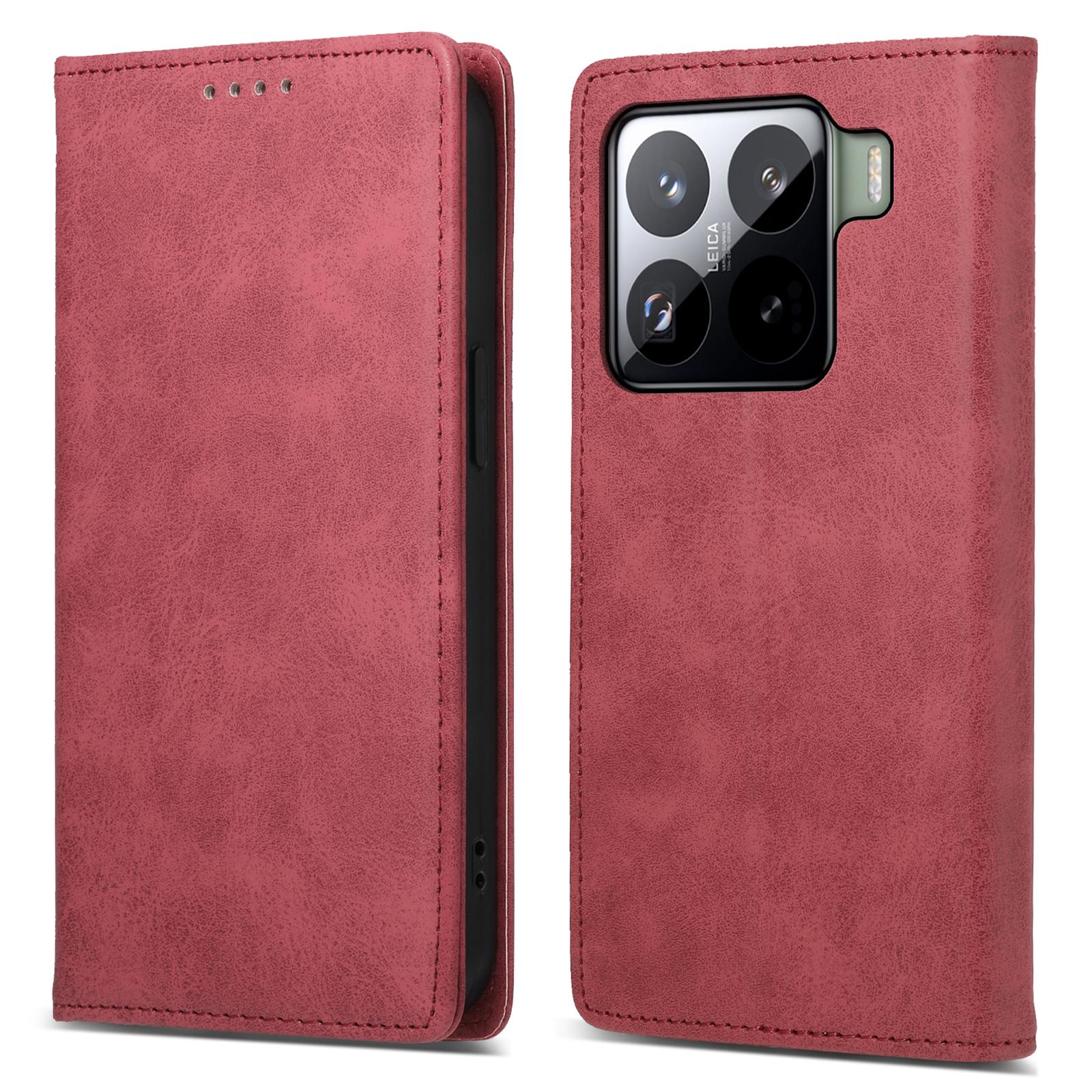 

DF-05 For Xiaomi 15 Pro Wallet Case RFID Blocking PU Leather Phone Cover Red