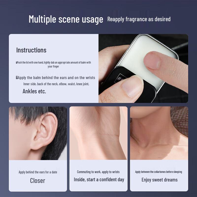 Hefengyu Portable Solid Cologne Balm for Men, 15g