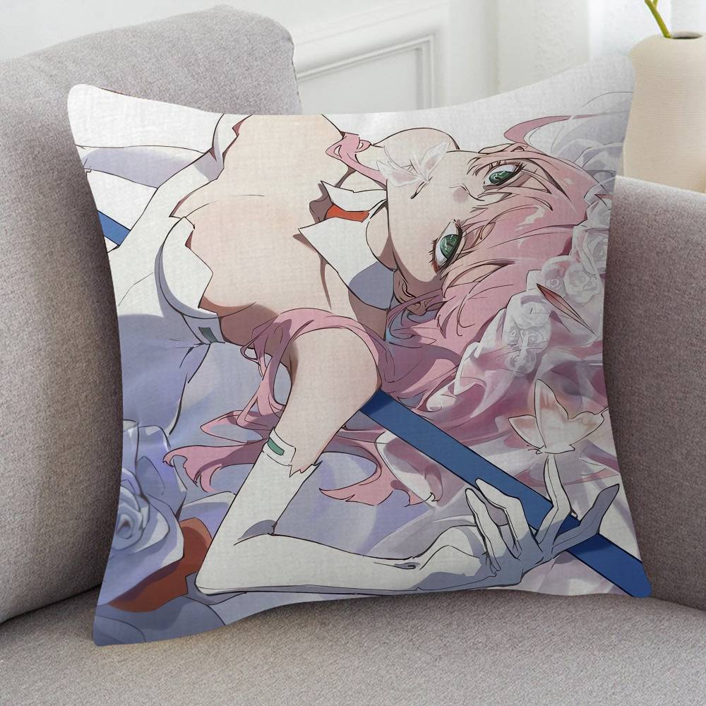 Anime DARLING In The FRANXX Cartoon Series Square Pillowcase Soft Waist Sofa Cushion Cover Bedroom Room Pillowcase