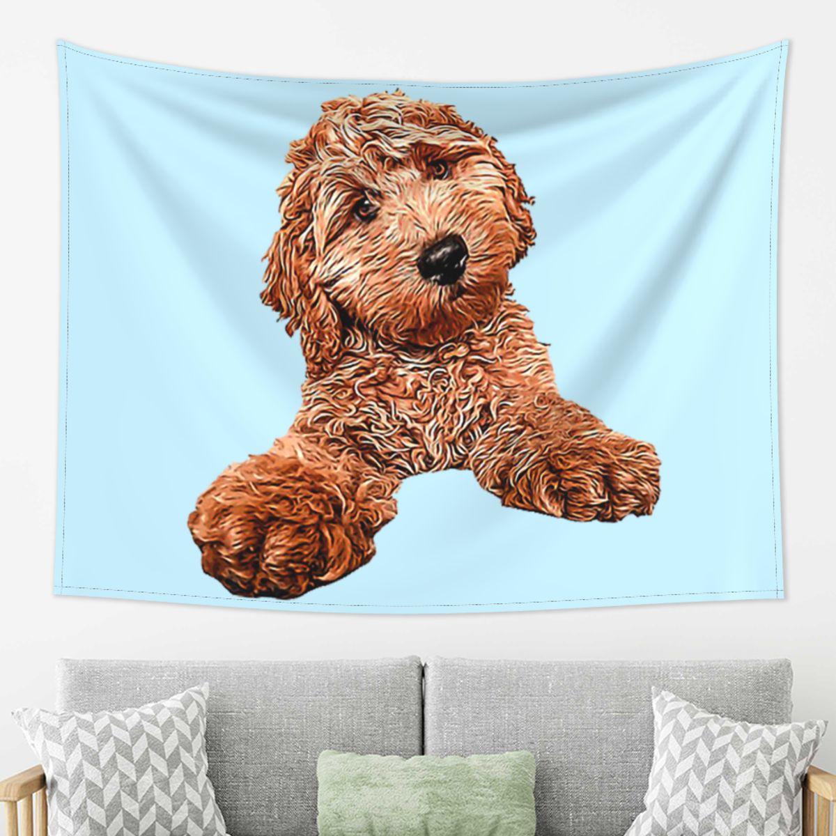 

Cavapoo Labradoodle Goldendoodle Poodle Mix Tapestry Decor Art Aesthetic Tapestries for Living Room Home Wall Cloth Wall Hanging 74x94cm(29x37in)