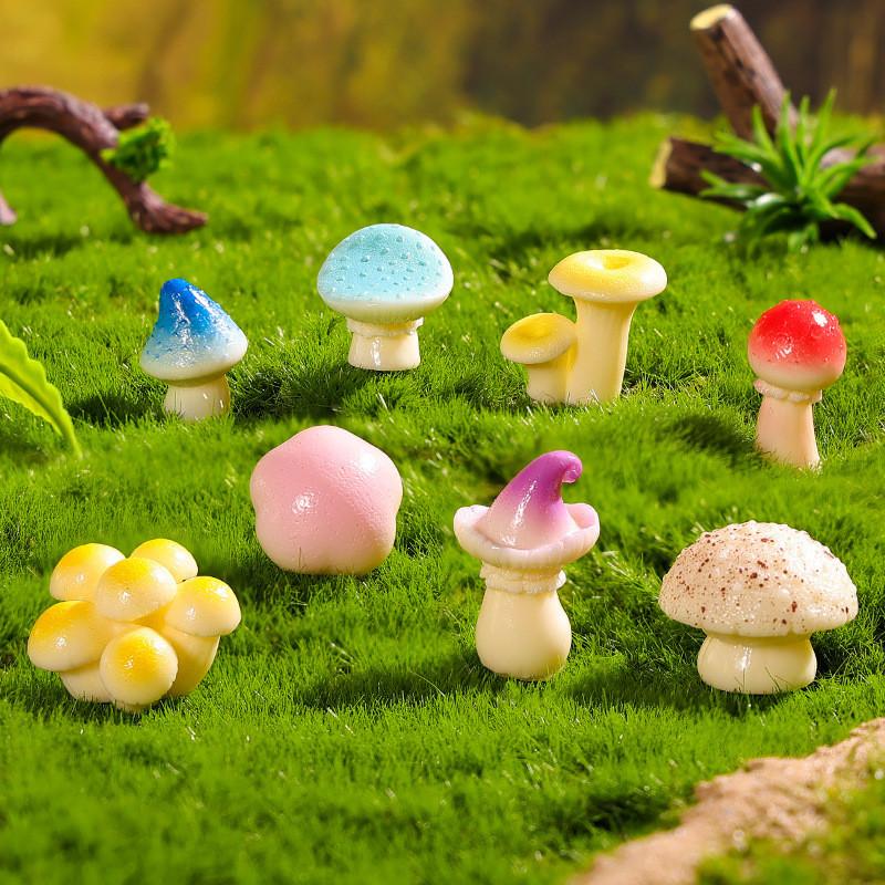 Micro Landscape Resin Decor With Miniature Forest Mushrooms For Garden Crafting