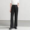 Women's Black Straight Wide-Leg Business Suit Pants