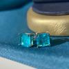 Vintage 100%  Sterling Silver Paraiba Tourmaline Gemstone Birthstone Earring Studs Earrings Ladies Fine Jewelry