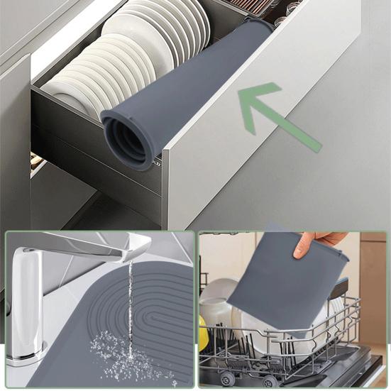 Silicone Coffee Maker Mat Kitchen Countertop Drying Mat Anti-slip Rectangle Quick Dry Dish Bowl