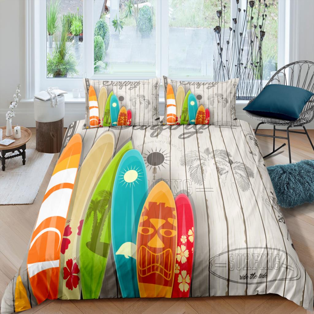 Sea Surfing Bedding Set Surf Modern Outdoor Extreme Sports Duvet Cover Queen King Ocean Surfboard 2/3Pcs Quilt Cover