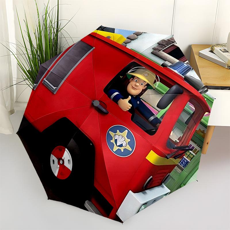 

Fireman Fire trucks Themed Travel Umbrella-8 Ribs Automatic Opening and Closing, Portable Folding Design, Compact and Stylish Umbrella Suita