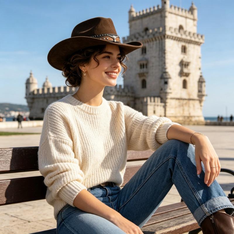 Western Vintage Large Brim Fedora Hat Outdoor Fashion Hat