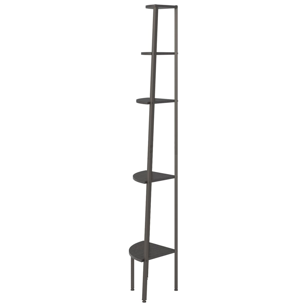 Corner Shelf with 5 Shelves Black 45.5 X 31.5 X 180 Cm