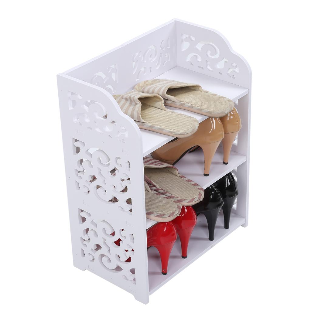3 Tier Shoe Rack, Wooden White Shoe Rack, 15.7 X 9.1 X 20.1Inch White Shoe Rack for Entryway, Closet and Floor