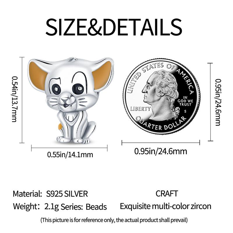 Charms Beads Copper Cute Cat With Yellow Ears Dangle Fit Bangle Bracelet Necklace Diy Jewelry
