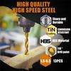 Multifunctional 13-piece Titanium-plated Twist Drill Portable Hand Drill Punching Tool