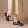 Leather Shoes for Women  Spring and Autumn Sheepskin Worn Dirty Tied Soft Soled Loafer Shoes Retro One Foot Women's Shoe
