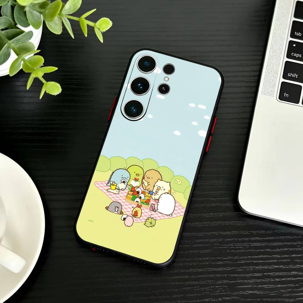 D-Sumikko Gurashi Phone Case For Samsung S26,S25,S24,S23,S22,S21,S20,Ultra,Plus,FE Black Soft Cover