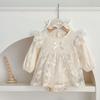 Costum dintr-o piesă pentru fetițe Toamnă Stil coreean Salopetă pentru sugari Bumbac Dantelă Mânecă lungă Până la mijlocul gambei Închidere cu nasturi 1-3 ani Gata