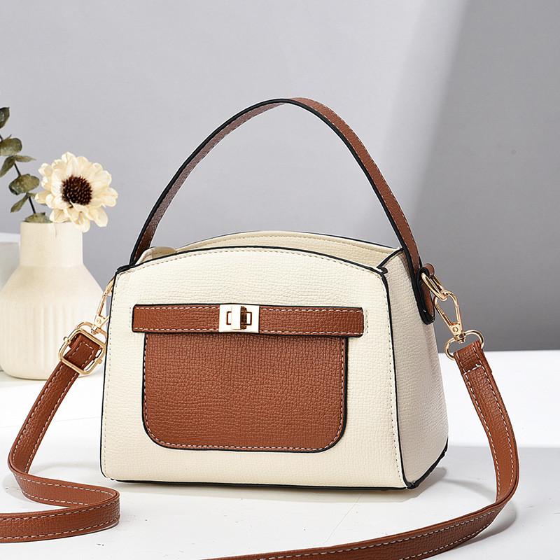 Chic Summer Small Square Bag For Women In Trendy Color Block Soft Leather With Zipper Closure