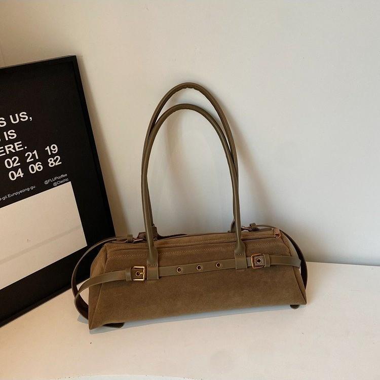 Bolsa de Ombro Baguette Feminina Versátil em Camurça Retrô 2025