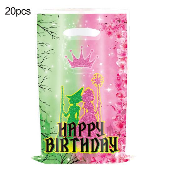 Witch Party Gift Bags Green And Pink Candy Treat Bag Plastic Snack Gift Pouch for Girls Birthday Party Baby Shower Supplies
