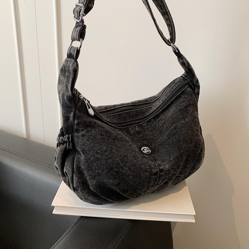 Doppellagige kleine quadratische Tasche Denim-Tasche Damen Leichte Schulter-Umhängetasche