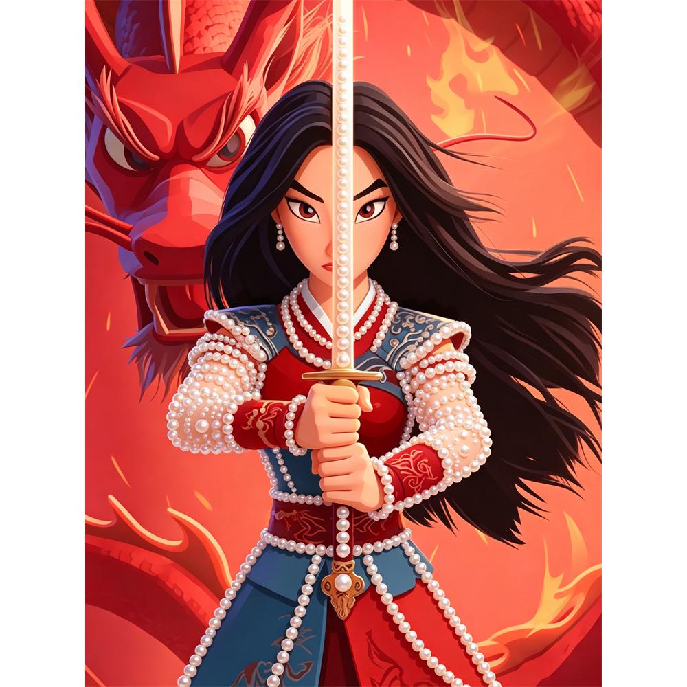 

Disney Pearl Painting Pearl Aesthetic Mulan for Beginners and Adults, DIY Pearl Diamond Art Painting Kit for Home Wall Decor Gifts 30x40