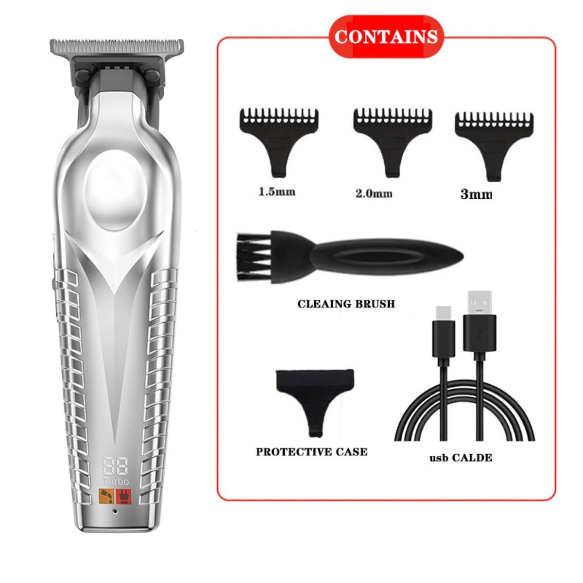 

Electric Clipper, Men s, Carving Specific, Electric Pusher, Charging Model, Digital Display, Hair Salon, Professional, Electric, Hair Clipper серебряный