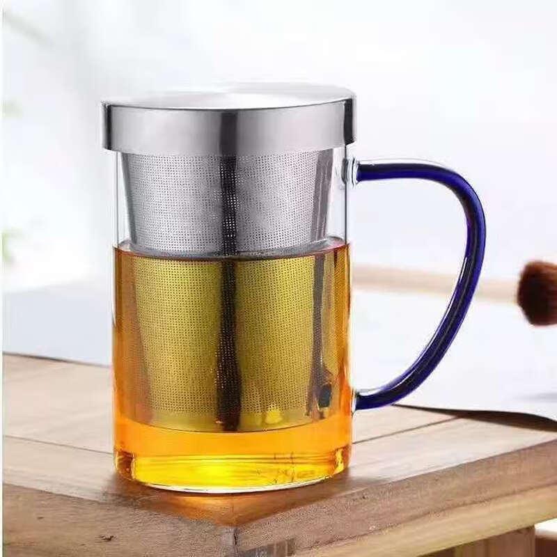 Set of 3 High Borosilicate Glass Tea Infuser Cups with Stainless Steel Filter