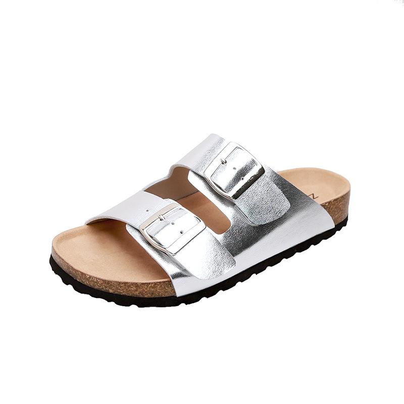 

Studiolee ленивые однопедальные двубортные пляжные сандалии на толстой подошве женская летняя верхняя одежда 40 серебряный