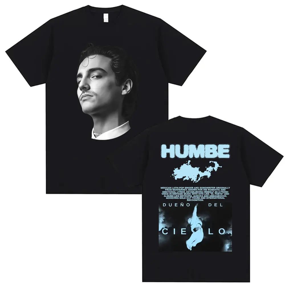 

Vintage Hip Hop Tees Humbe Dueno Del Cielo World Tour 2026 Merch Tshirts Unisex Women Summer Tops Oversized Casual Print Tshirt S