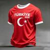 Men's Casual Crew Neck Short Sleeve Pullover T-Shirt with Football Fan Graphic Print World Cup Supporter Top Turkey Design