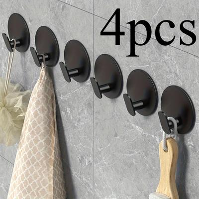 [Modern Wall Hooks] Easy Install Modern Black Wall Hooks | Durable Adhesive Towel Hangers for Bathroom, Kitchen - Robe, Clothes,Hat & Key Holders Bath