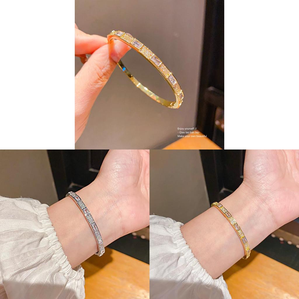 Kupfer Zirkon Kreis Quadrat Armband Mit Zirkonia Für Elegante Frauen