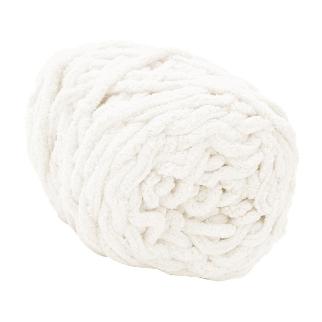 Single Thick Ice Strip Yarn Needle Knitting Woven Blanket Slipper Line(Milk White)