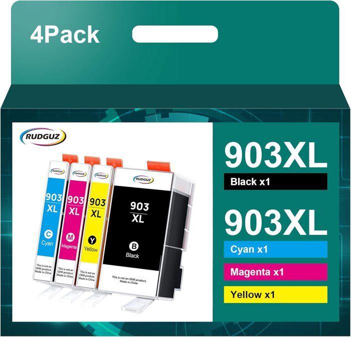 

Cartouches d encre compatibles - RUDGUZ - 903XL - Pack de 4 - Noir, Cyan, Magenta, Jaune