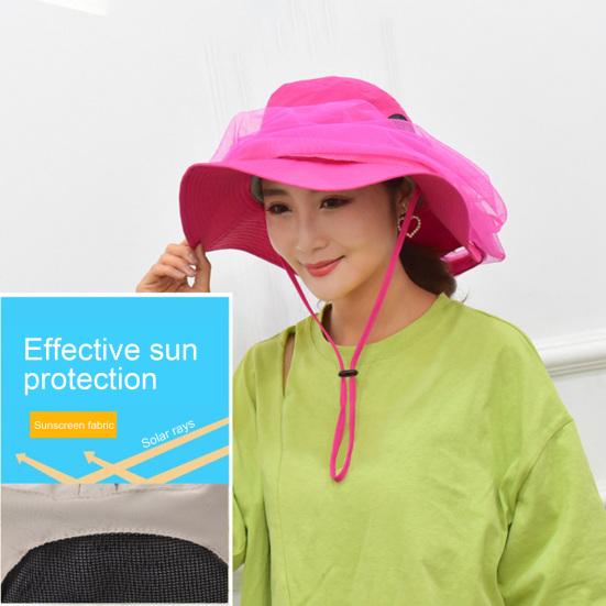 Pălărie de soare pentru pescuit, cu boruri late, respirabilă, ultraușoară, pliabilă, închidere cu șnur, lavabilă, plasă de țânțari, pălărie, pălărie de protecție solară, materiale pentru camping