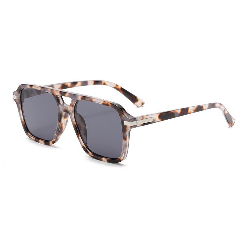 3483 Fashion Pilot Sunglasses for Men Women, Retro Stylish Double Bridge Sun Glasses, Vintage Personalized Square Shades 603382