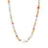 Gold Plated Light Blue Natural Stone Beaded Baroque Pearl Necklace