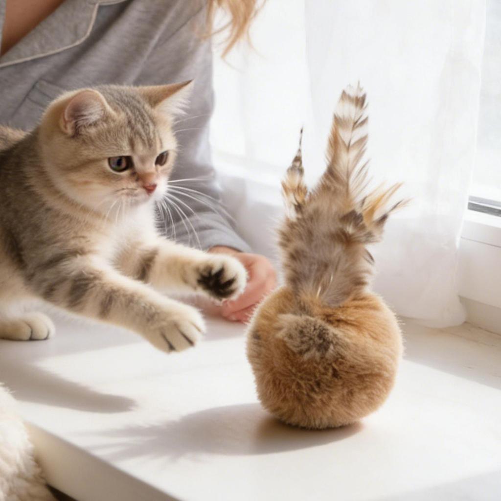 Ball-Katzenspielzeug Langeweile-Linderung Spielzeug Weiches Kaninchenfell Katzen Interaktives Spielzeug zum Spielen Bewegung Training Draußen Hund Kätzchen Welpe Haustier