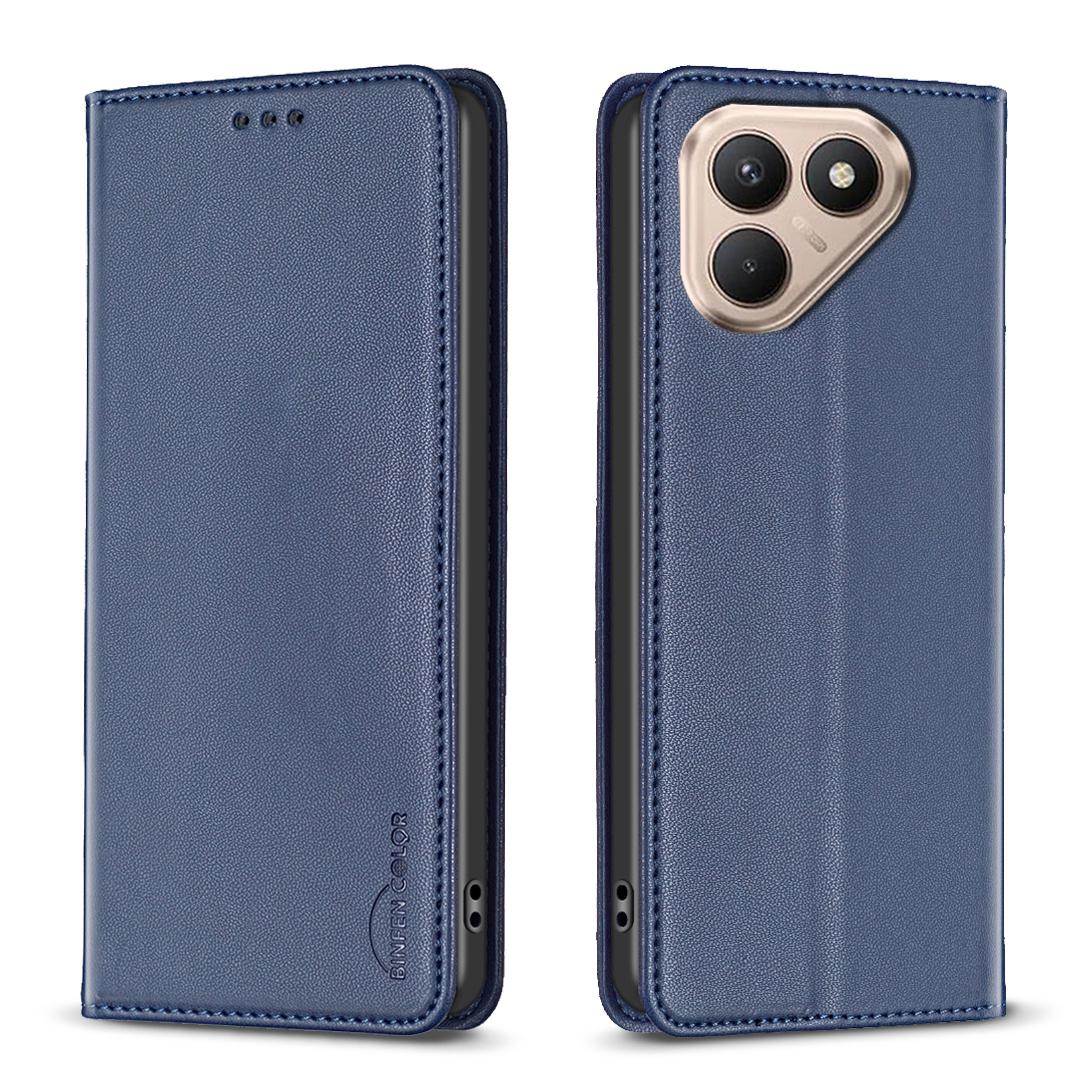 

For TECNO Pova 7 Ultra 5G Leather Case BINFEN COLOR BF18 Phone Stand Cover with Card Slots Blue