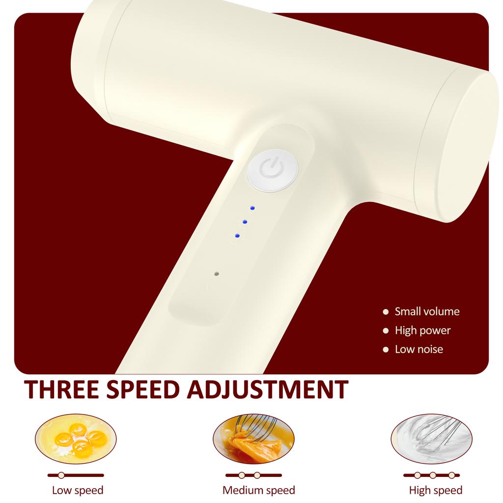 Wireless Electric Food Mixer 3 Speeds Portable Hand Mixer USB Rechargeable Small Mixer for Dough Egg and Cream Kitchen Gadgets