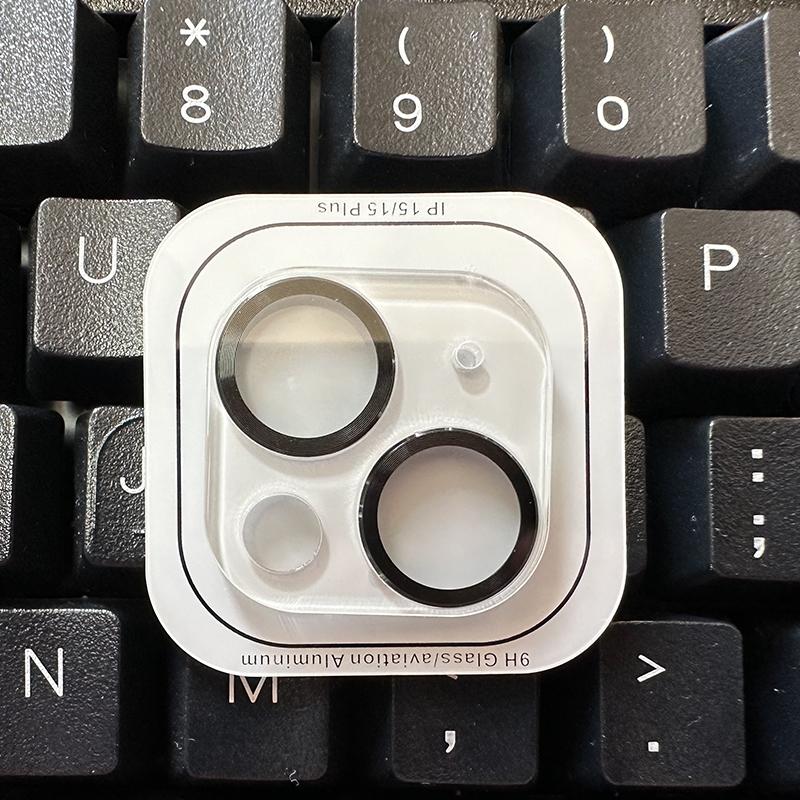 For iPhone 14 15 Pro Max / 14 15 Plus Rear Camera Lens Tempered Glass + Metal Protector Ring