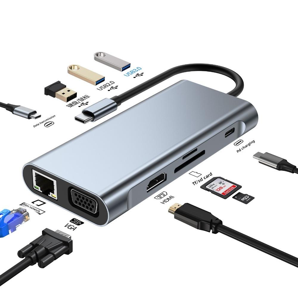

Док-станция 11 в 1 Type C для Mac USB C-хаб Многопортовый адаптер с 4K HDMI PD Ethernet 10 in 1