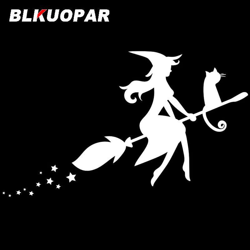 BLKUOPAR For Witch Flying On A Broomstick Car Stickers Sunscreen Personality Creative Decals Scratch-Proof Car Styling