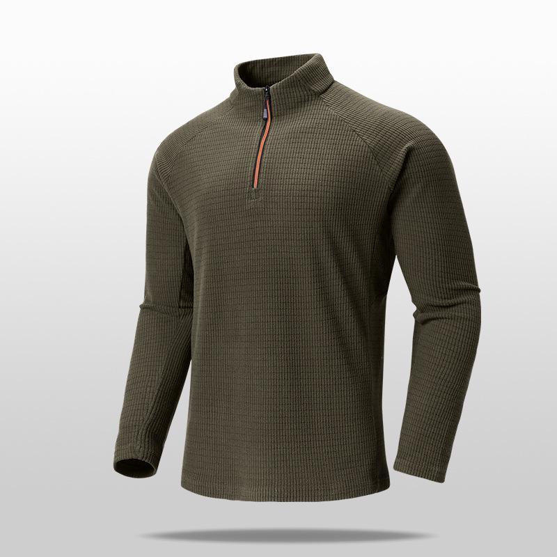 Herren Herbst Urban Stehkragen Langarm Halb-Reißverschluss Freizeit-Top