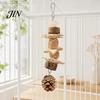 Wooden Parrot Chew Toy Toy, Pine Cone Bird Blocks Anxiety Relief Enrichment Cage Accessories for Small Medium Parrots Foraging Biting Beak Care
