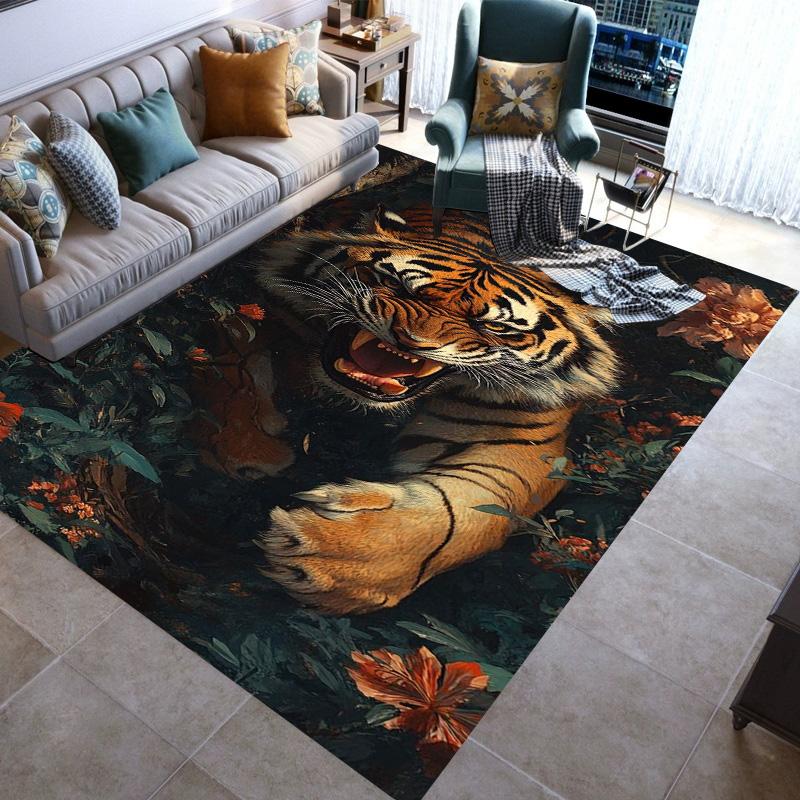 Large Area Rugs Non Slip Animal Tiger Pattern Carpet Living Room Sofa Kitchen Entrance Doormat Hallway Balcony Floor Mat