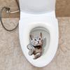 Cute Toilet Cat Wall Stickers Bathroom Decoration Wallpaper Funny Toilet Self-adhesive Mural Home Decor Creative Kitten Decals