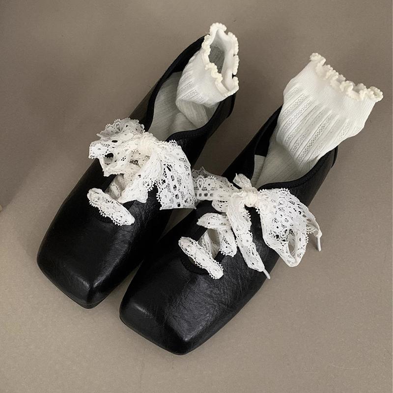 

Балетки Женские Туфли для Балета Квадратный Носок Платье Лоферы Обувь 2025 Весна Бренд Повседневные Уютные Элегантные Zapatillas De Mujer 40 чёрный